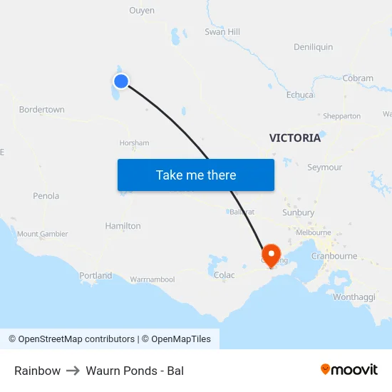 Rainbow to Waurn Ponds - Bal map