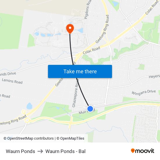 Waurn Ponds to Waurn Ponds - Bal map