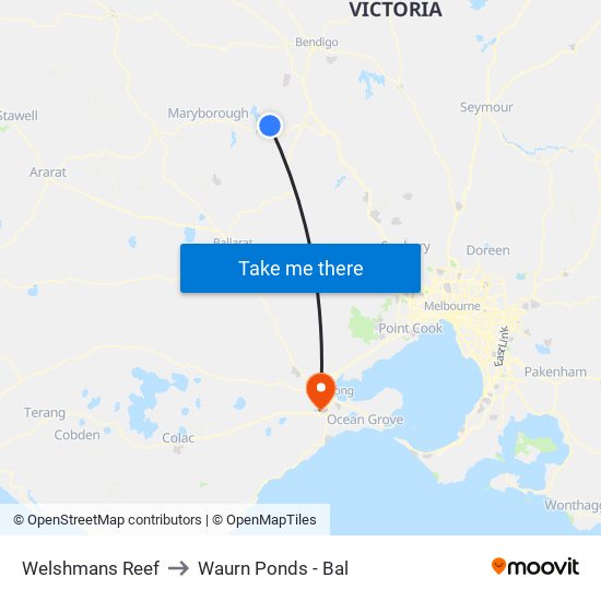 Welshmans Reef to Waurn Ponds - Bal map