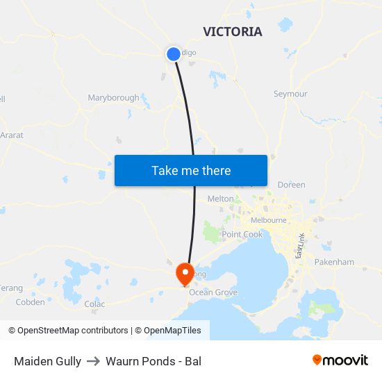 Maiden Gully to Waurn Ponds - Bal map