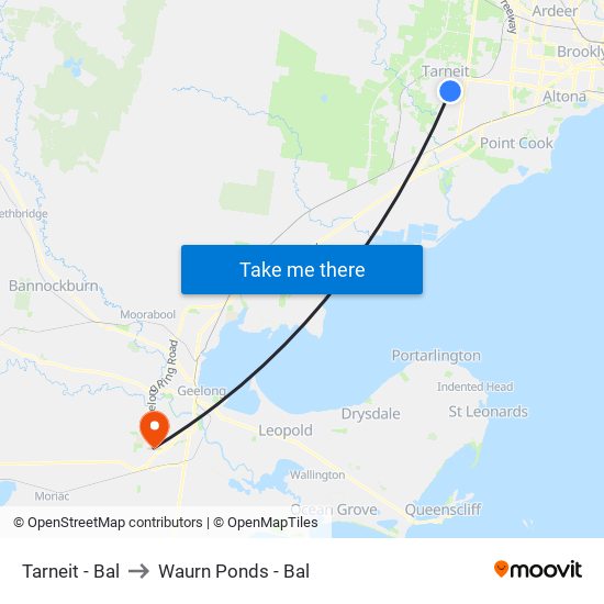 Tarneit - Bal to Waurn Ponds - Bal map