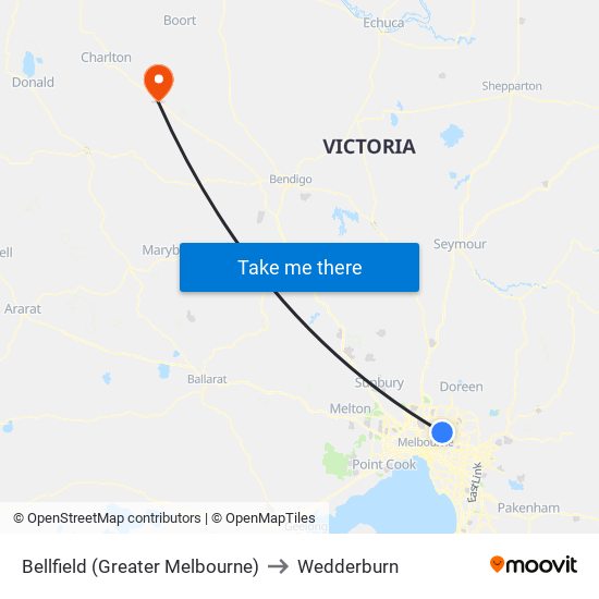 Bellfield (Greater Melbourne) to Wedderburn map