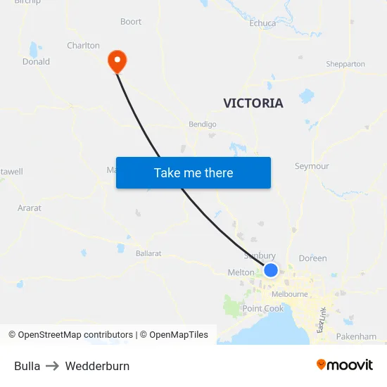 Bulla to Wedderburn map