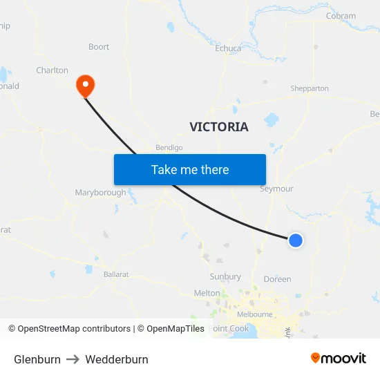 Glenburn to Wedderburn map