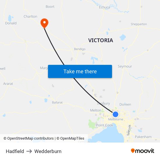 Hadfield to Wedderburn map