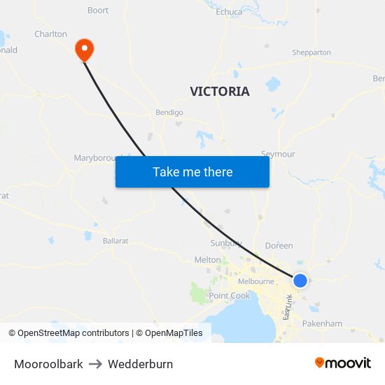 Mooroolbark to Wedderburn map