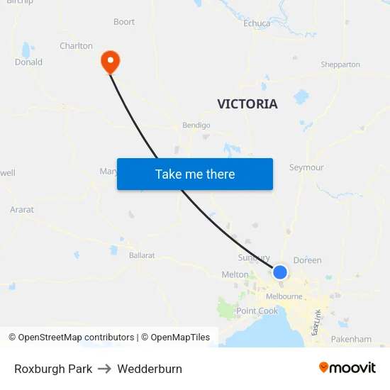 Roxburgh Park to Wedderburn map