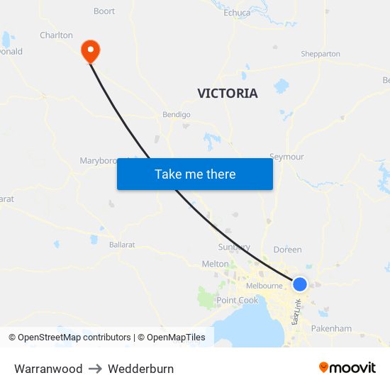 Warranwood to Wedderburn map