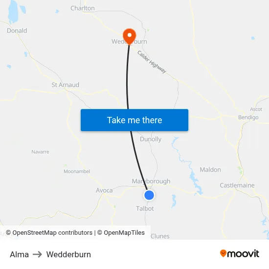 Alma to Wedderburn map