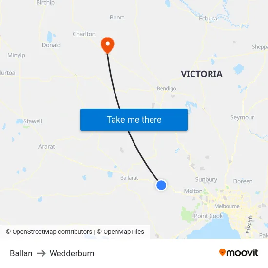 Ballan to Wedderburn map