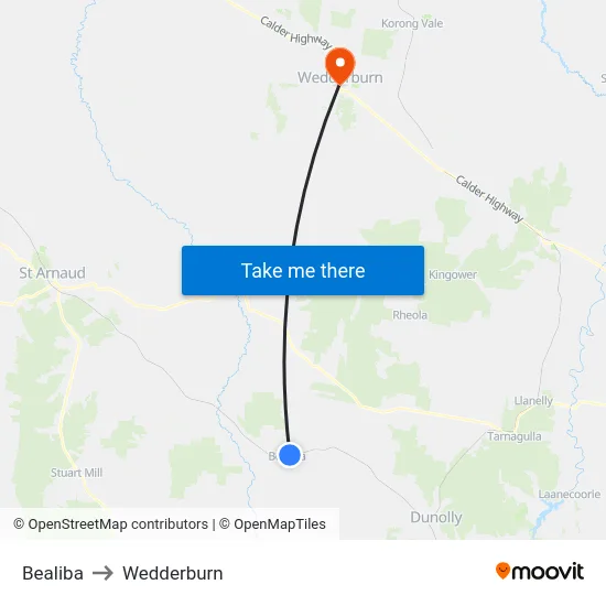 Bealiba to Wedderburn map