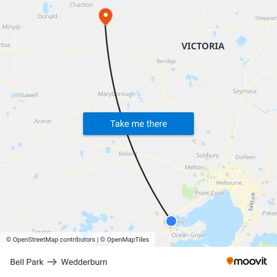 Bell Park to Wedderburn map
