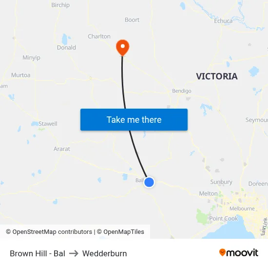 Brown Hill - Bal to Wedderburn map