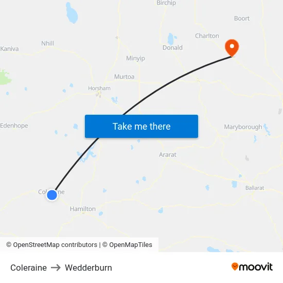 Coleraine to Wedderburn map