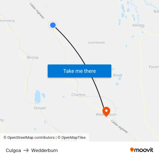 Culgoa to Wedderburn map