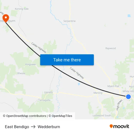 East Bendigo to Wedderburn map