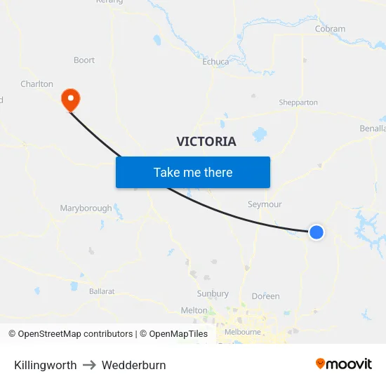 Killingworth to Wedderburn map
