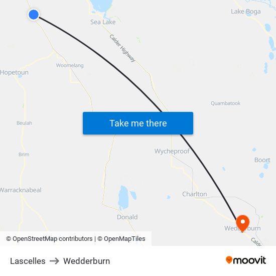 Lascelles to Wedderburn map