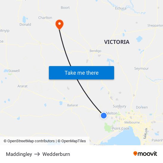 Maddingley to Wedderburn map