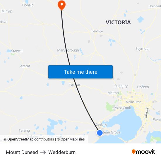 Mount Duneed to Wedderburn map