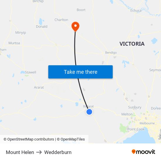 Mount Helen to Wedderburn map