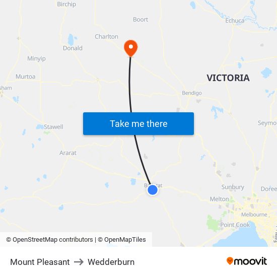 Mount Pleasant to Wedderburn map