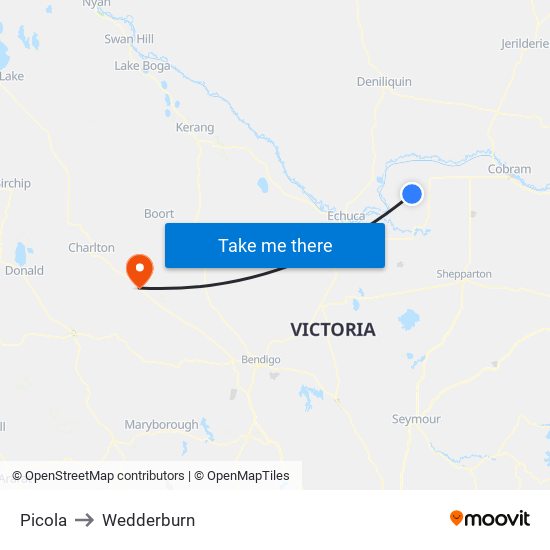 Picola to Wedderburn map