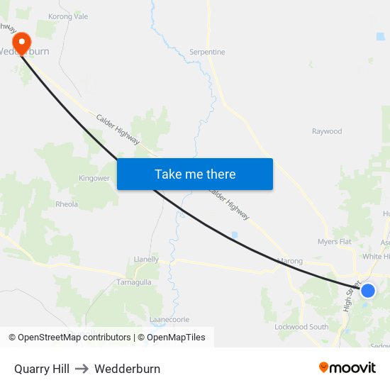 Quarry Hill to Wedderburn map