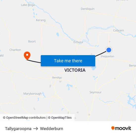 Tallygaroopna to Wedderburn map