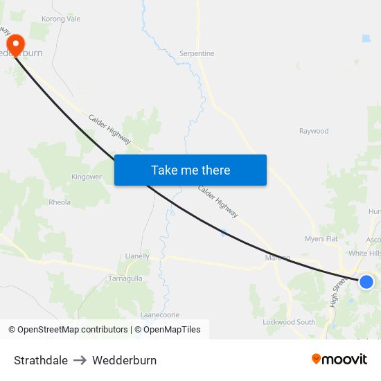 Strathdale to Wedderburn map