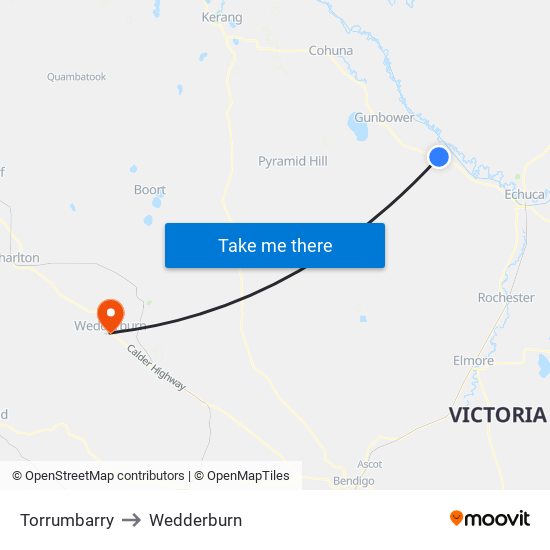 Torrumbarry to Wedderburn map