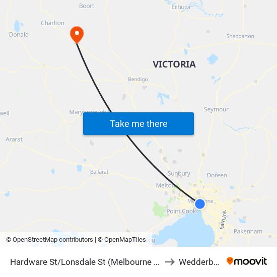 Hardware St/Lonsdale St (Melbourne City) to Wedderburn map