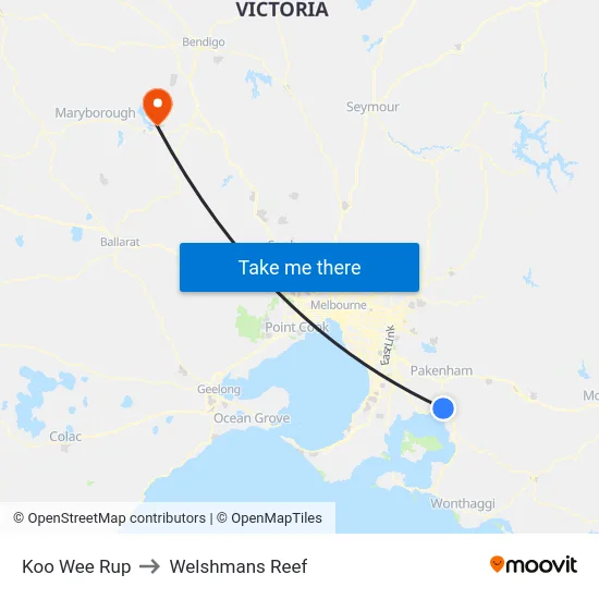 Koo Wee Rup to Welshmans Reef map