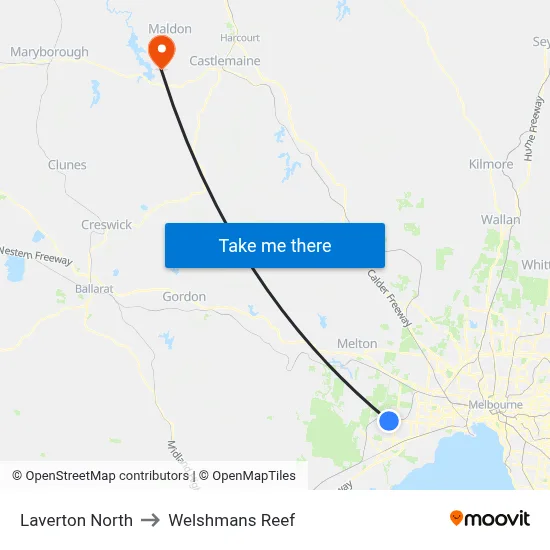 Laverton North to Welshmans Reef map