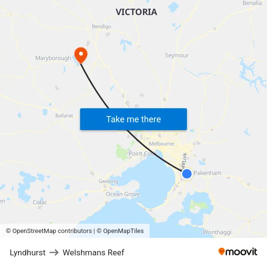 Lyndhurst to Welshmans Reef map