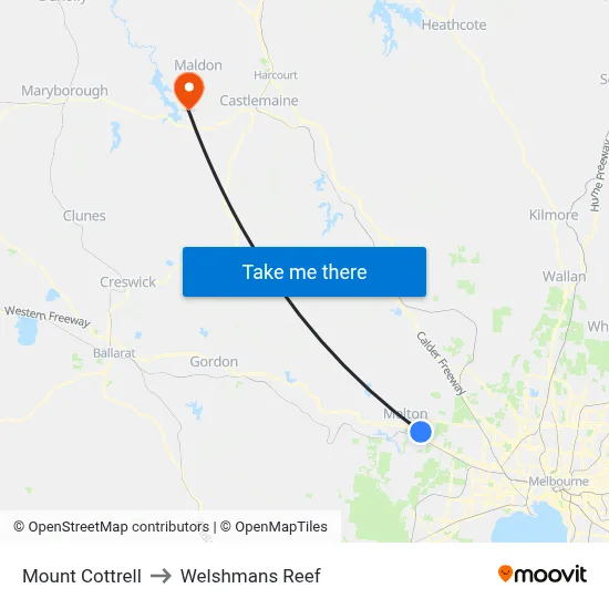 Mount Cottrell to Welshmans Reef map