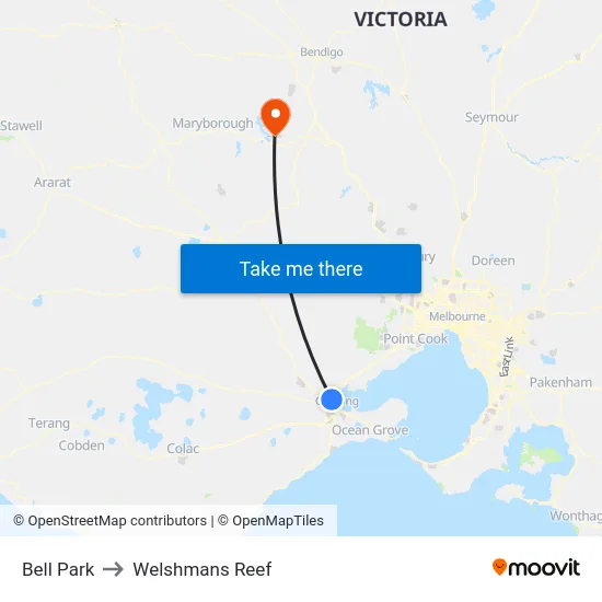 Bell Park to Welshmans Reef map