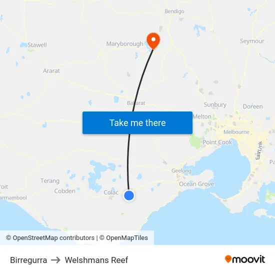 Birregurra to Welshmans Reef map