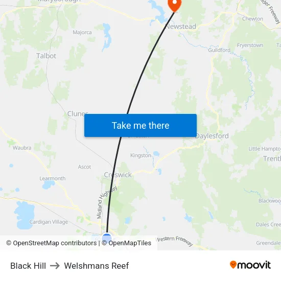 Black Hill to Welshmans Reef map