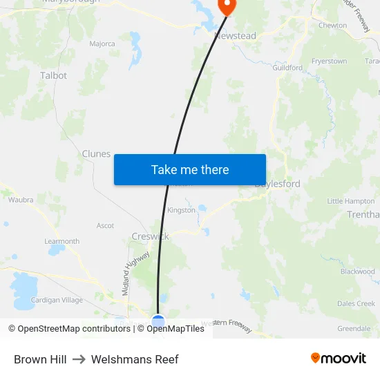 Brown Hill to Welshmans Reef map
