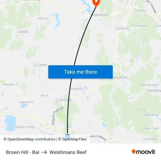 Brown Hill - Bal to Welshmans Reef map