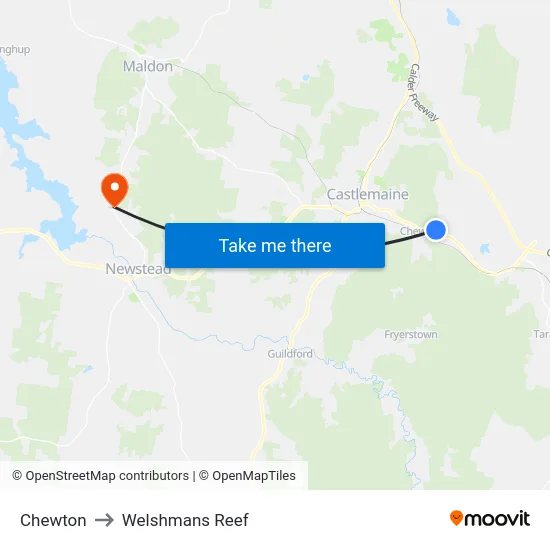 Chewton to Welshmans Reef map