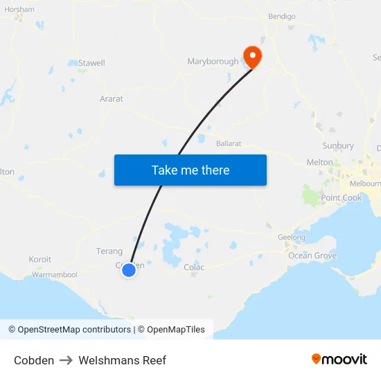 Cobden to Welshmans Reef map