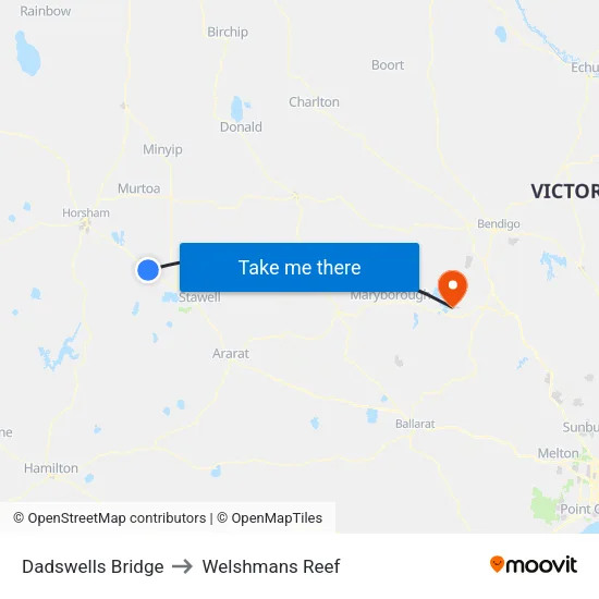 Dadswells Bridge to Welshmans Reef map