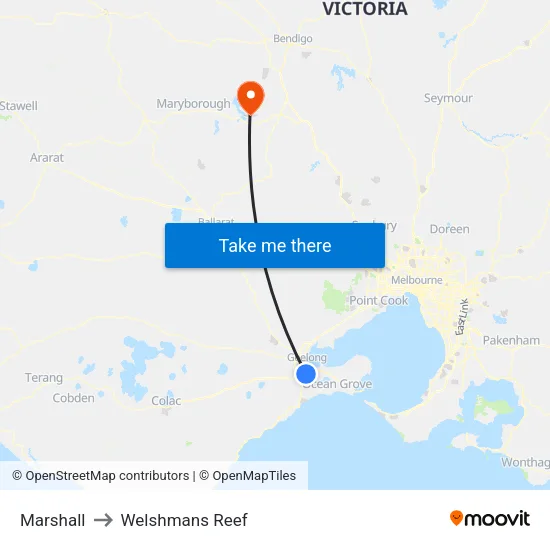 Marshall to Welshmans Reef map