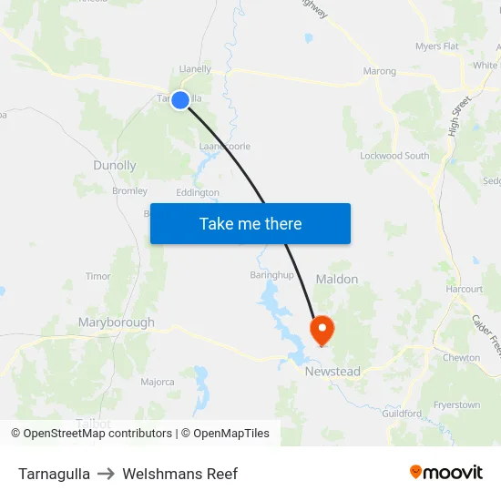 Tarnagulla to Welshmans Reef map