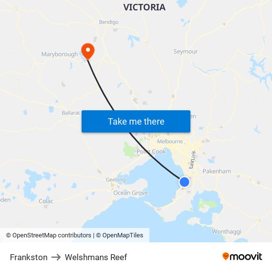 Frankston to Welshmans Reef map