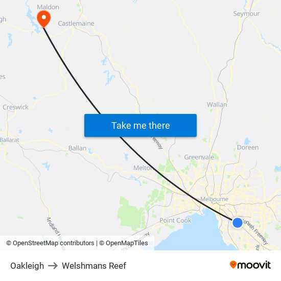 Oakleigh to Welshmans Reef map