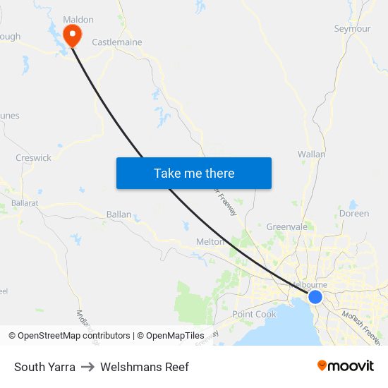 South Yarra to Welshmans Reef map