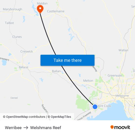 Werribee to Welshmans Reef map